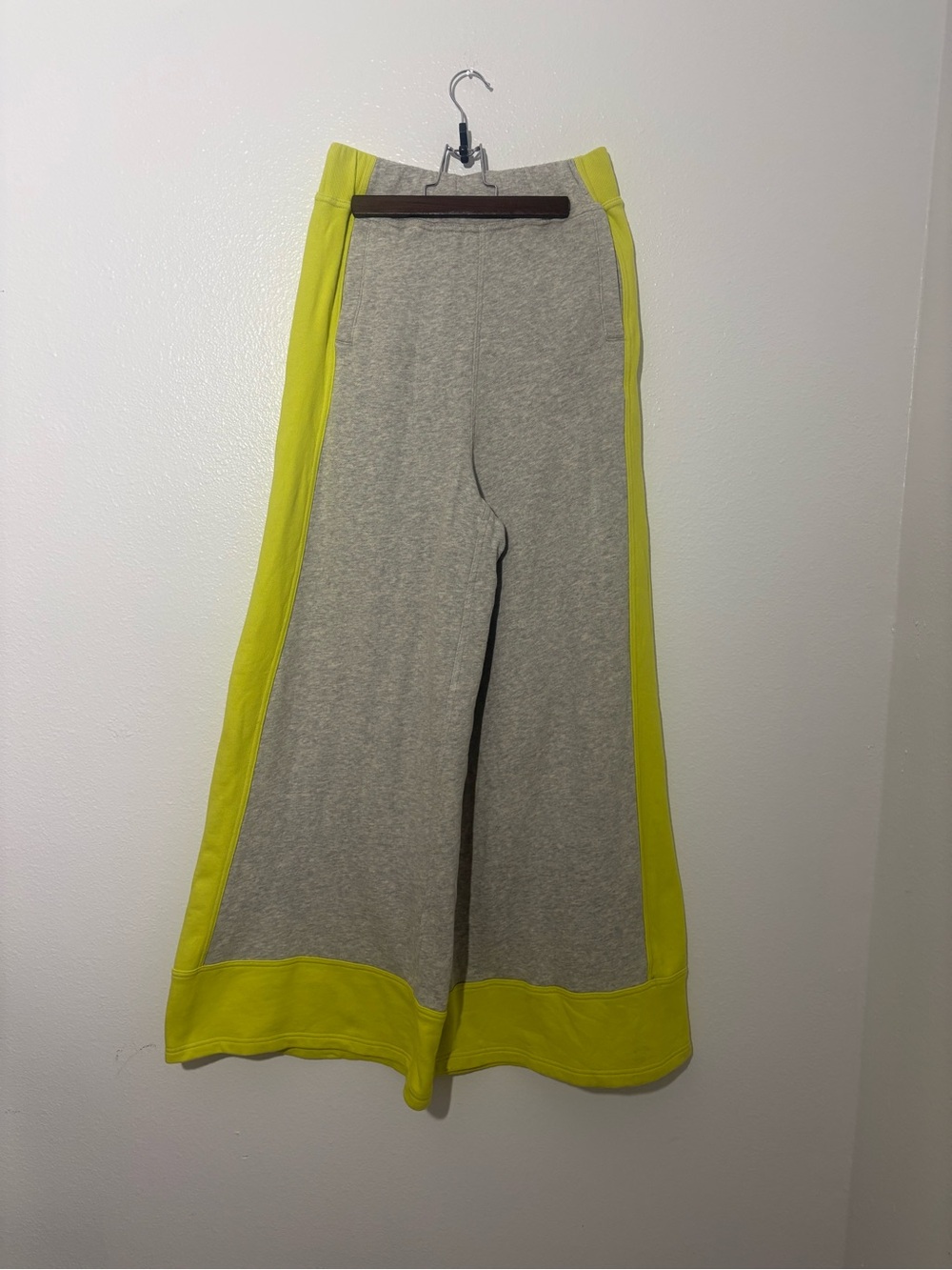 FP Movement Free People Split Second Pants Heather Grey Neon Yellow Wide Leg S - Picture 5 of 15